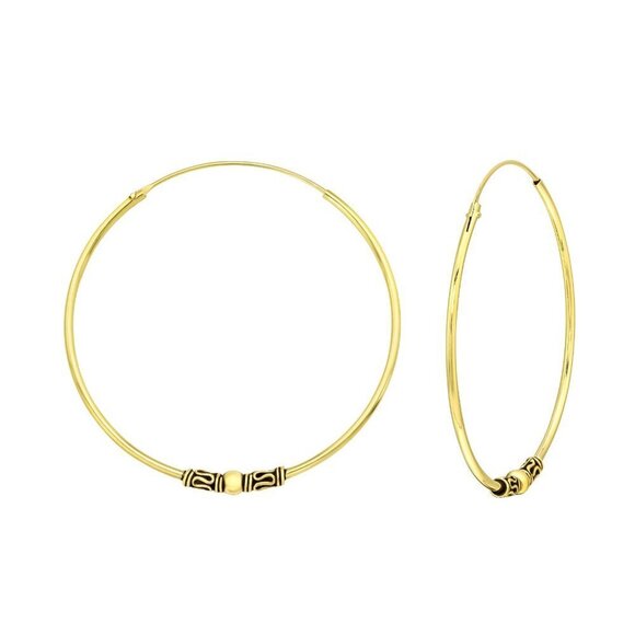 24k Gold Vermeil Large Hoop Earrings 40mm - Picture 1 of 8